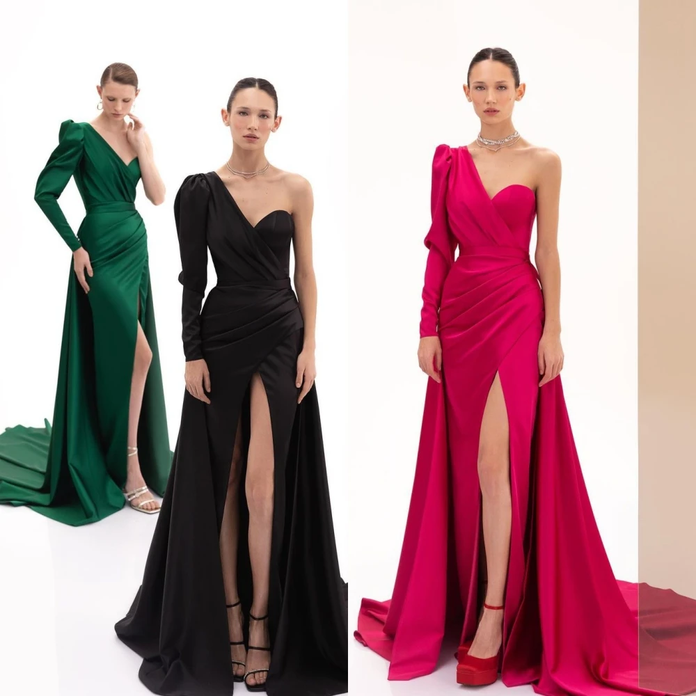 elegant One-shoulder A-line Party Dresses Fold Skirts Satin Floor length Sweep/Brush Evening Matching Simple ball gown
elegant One-shoulder A-line Party Dresses Fold Skirts Satin Floor length Sweep/Brush Evening Matching Simple ball gown