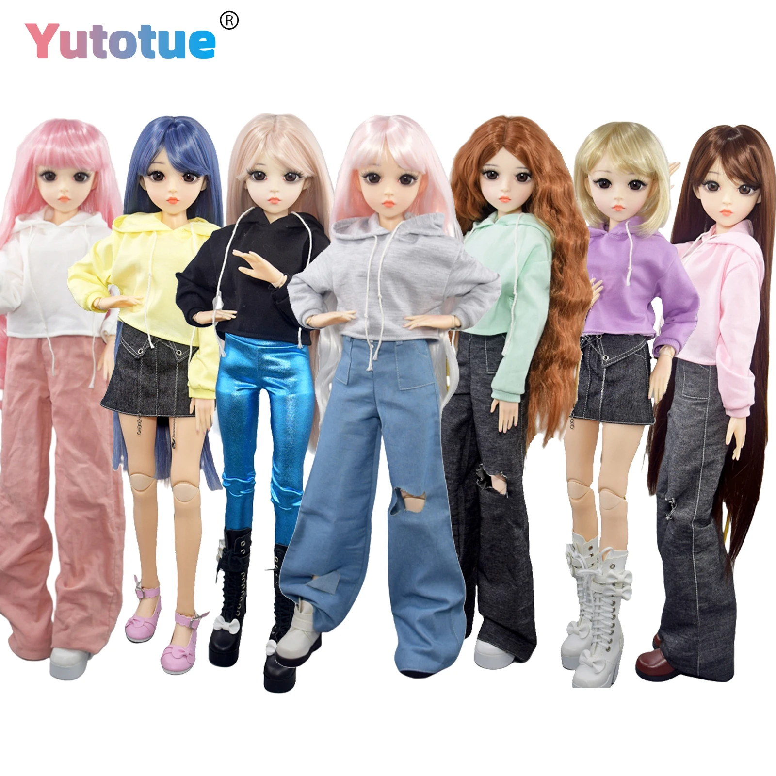 YUTOTUE 60 см, кукла для девочек, игрушка, 18 суставов, тело с одеждой, обувь, парики для волос, полный комплект, серия толстовок
YUTOTUE 60 см, кукла для девочек, игрушка, 18 суставов, тело с одеждой, обувь, парики для волос, полный комплект, серия толстовок