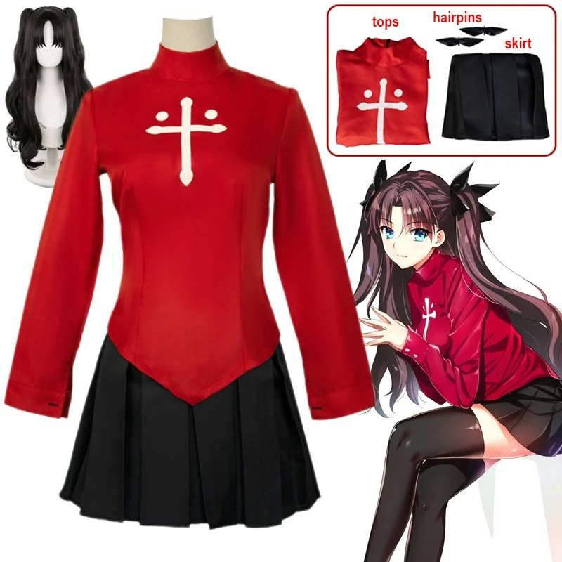 Tohsaka Rin Cosplay Costume Wig Anime Game Fate Stay Night Women Red Shirt Skirt Stocking Hairpins Halloween Dresses Party Set
Tohsaka Rin Cosplay Costume Wig Anime Game Fate Stay Night Women Red Shirt Skirt Stocking Hairpins Halloween Dresses Party Set