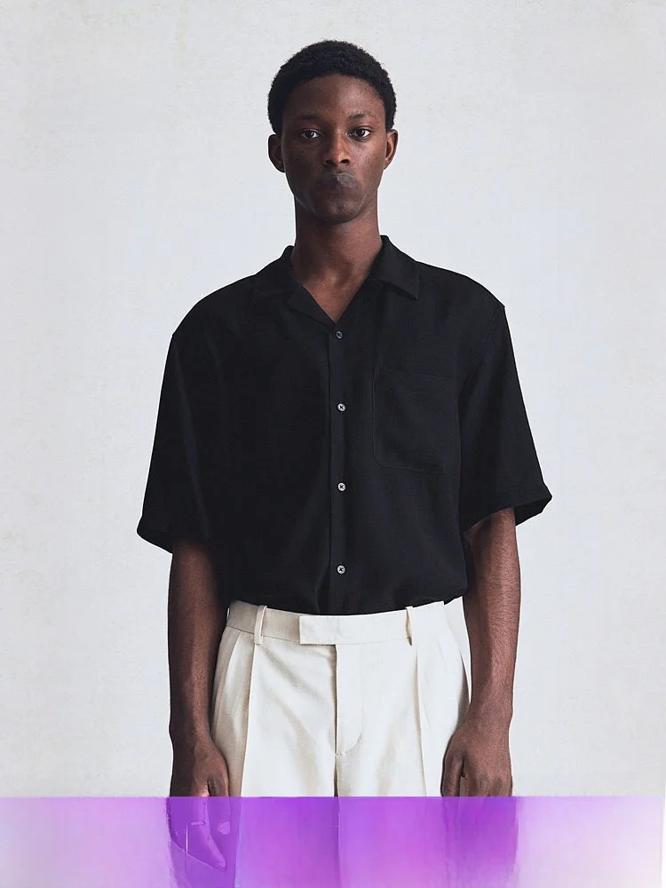 H&M Men's Cuban Collar Shirt Spring Commuter Business Wrinkle Short Sleeve Shirt 1264829 Casual Fashion Comfortable Material
H&M Men's Cuban Collar Shirt Spring Commuter Business Wrinkle Short Sleeve Shirt 1264829 Casual Fashion Comfortable Material