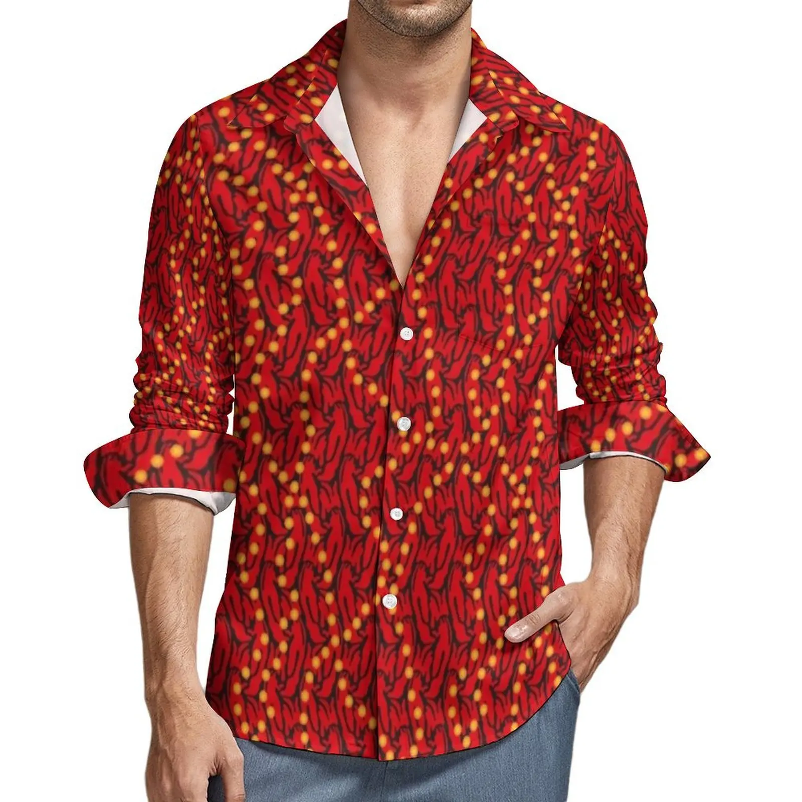 Mens Shirt Gold Chain Print Casual Shirts Long Sleeve Abstract Art Street Style Blouse Autumn Elegant Printed Oversized Top
Mens Shirt Gold Chain Print Casual Shirts Long Sleeve Abstract Art Street Style Blouse Autumn Elegant Printed Oversized Top
