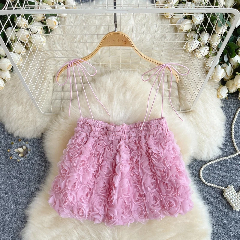 Women Chic sweet Gauze Three-dimensional Flower straps Slim Basic Sexy Fashion Sleeveless Tops Women summer Crop Top
Women Chic sweet Gauze Three-dimensional Flower straps Slim Basic Sexy Fashion Sleeveless Tops Women summer Crop Top