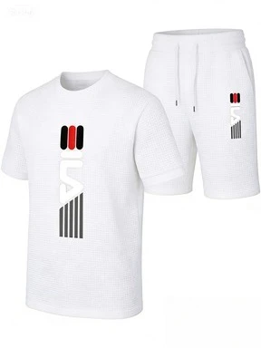 Men's Polo Print 2 Piece Outfit, Waffle Knit T-shirt + Shorts Set, Casual Summer Tracksuit, Classic Horse Rider Logo Streetwear
Men's Polo Print 2 Piece Outfit, Waffle Knit T-shirt + Shorts Set, Casual Summer Tracksuit, Classic Horse Rider Logo Streetwear