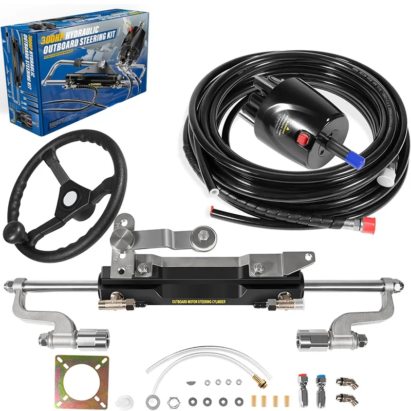 Hydraulic Steering Kit for Boats Up to 300HP, 13” Steering Wheel,Cylinder,26.8FT Hose,for Outboard Engines Yamaha/Mercury/Honda
Hydraulic Steering Kit for Boats Up to 300HP, 13” Steering Wheel,Cylinder,26.8FT Hose,for Outboard Engines Yamaha/Mercury/Honda
