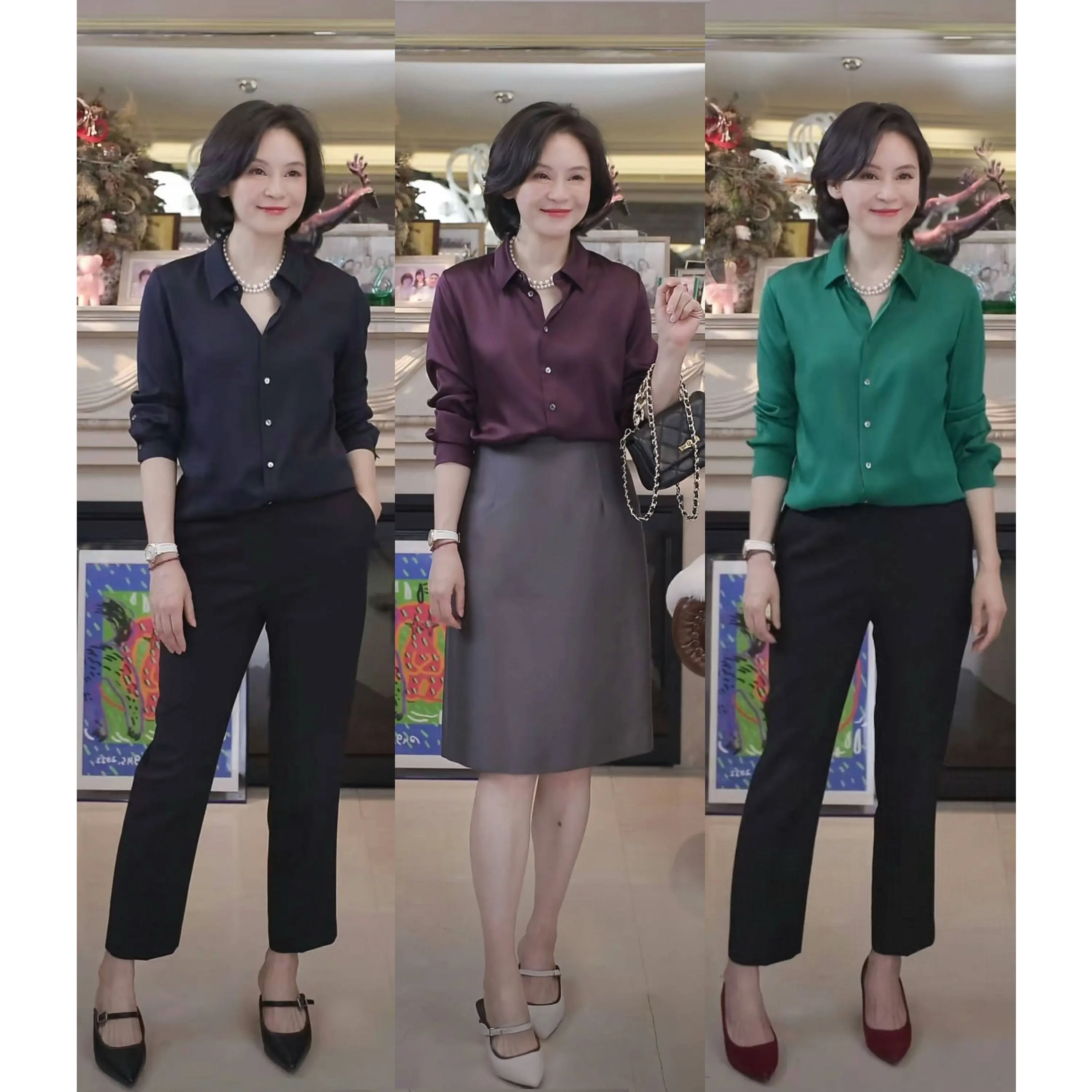 Женская прямая рубашка из эластичной двойной марли 6A Adeen Emerald Silk 9 Momme, с длинным рукавом, дышащая, приятная к коже, для повседневной носки.
Женская прямая рубашка из эластичной двойной марли 6A Adeen Emerald Silk 9 Momme, с длинным рукавом, дышащая, приятная к коже, для повседневной носки.