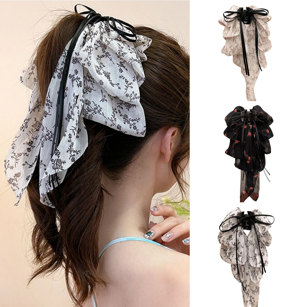 Half-tied Back Of Head Shark Clip Flower Multi-Layer Bowknot Hair Clip Hair Accessories Elegant Floral Bow Ribbon Ponytail Clip
Half-tied Back Of Head Shark Clip Flower Multi-Layer Bowknot Hair Clip Hair Accessories Elegant Floral Bow Ribbon Ponytail Clip