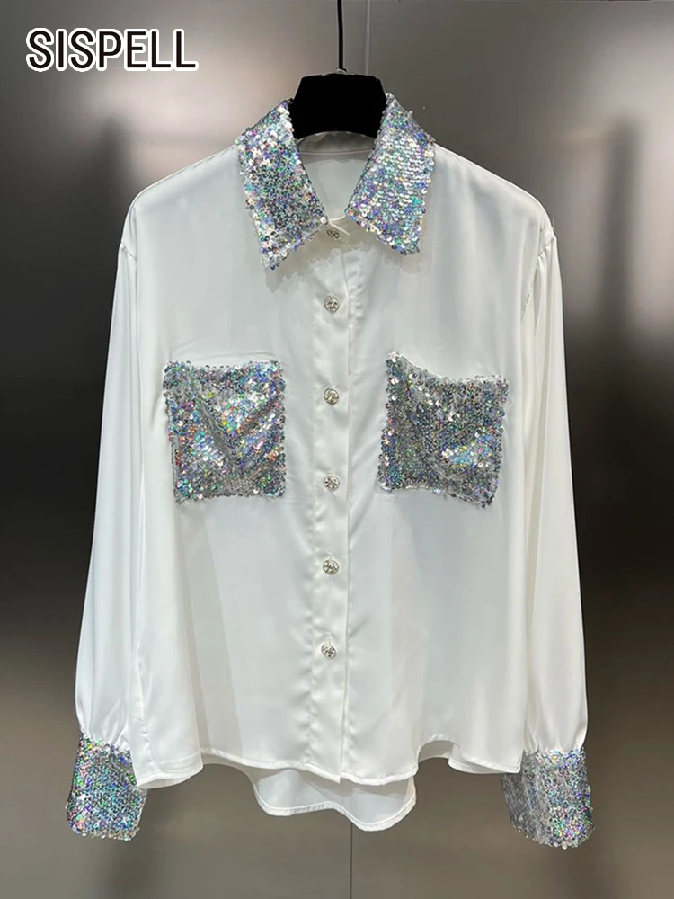 SISPELL Spliced Sequins Loose Blouses Female Lapel Long Sleeve Patchwork Single Breasted Casual Blouse For Women Spring 2023 New
SISPELL Spliced Sequins Loose Blouses Female Lapel Long Sleeve Patchwork Single Breasted Casual Blouse For Women Spring 2023 New