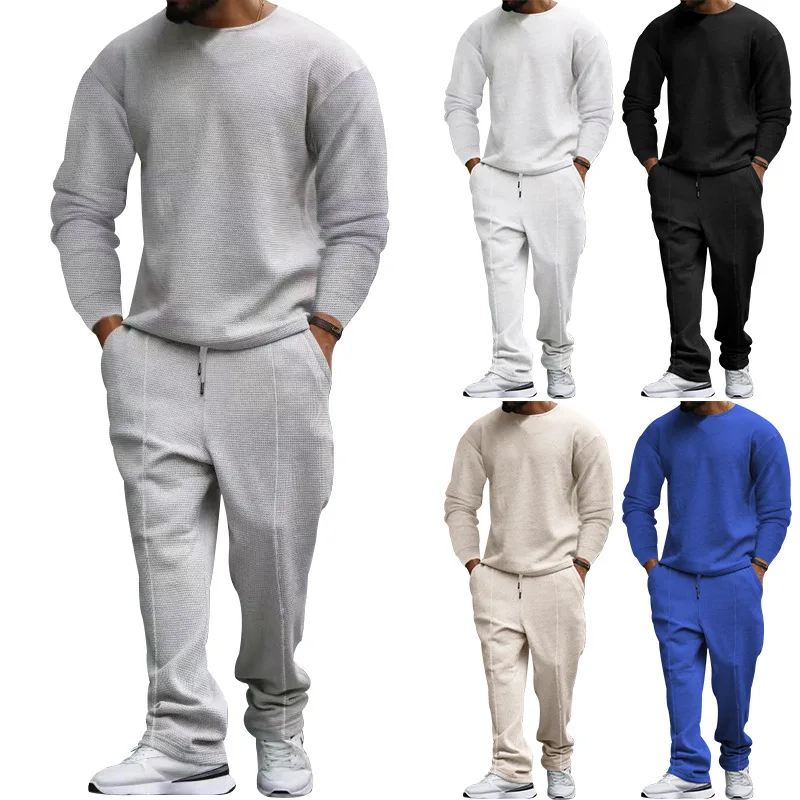 Men's Casual Short Sleeve round Neck Clothing Set Heavyweight Waffle Large Size Summer T-shirt Long Pants Leisure Suit
Men's Casual Short Sleeve round Neck Clothing Set Heavyweight Waffle Large Size Summer T-shirt Long Pants Leisure Suit