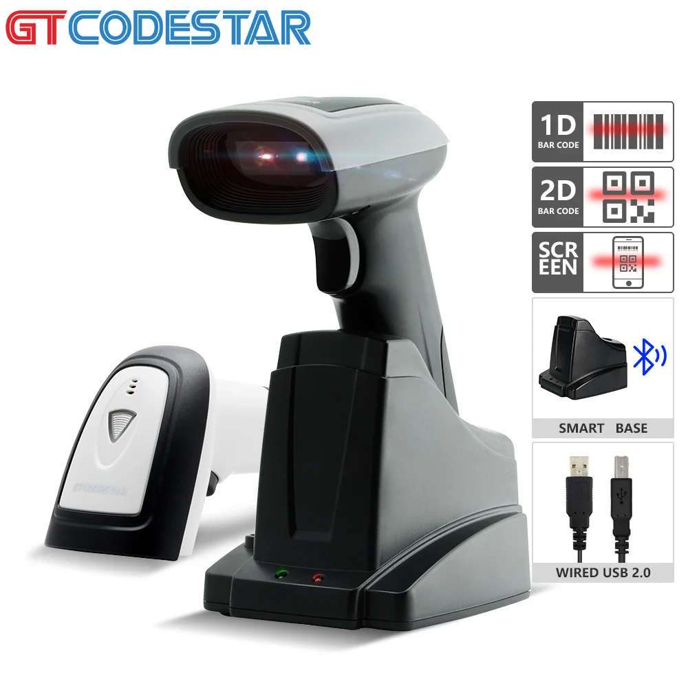 GTCODESTAR GT-1901B 2D Barcode Scanner Wireless Android Qr Bar Code Reader Scanner Cmos Image Sensor Price Barcode Scanner