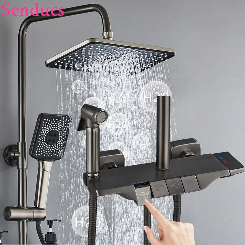 New luxury piano bathroom shower sets system hot and cold big rainfall bathroom shower system water fall bathtub tap mixer
New luxury piano bathroom shower sets system hot and cold big rainfall bathroom shower system water fall bathtub tap mixer