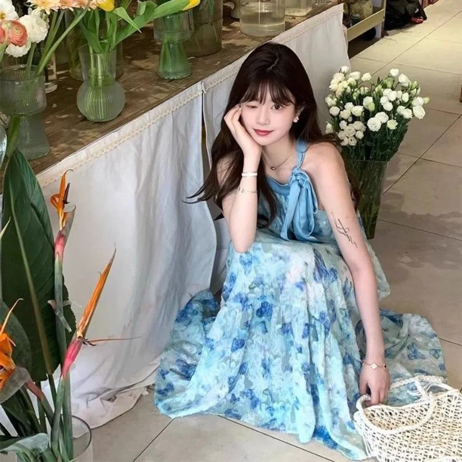 【New style】Seaside vacation style blue butterfly girly lace and neck dress female summer small fairy long dress
【New style】Seaside vacation style blue butterfly girly lace and neck dress female summer small fairy long dress