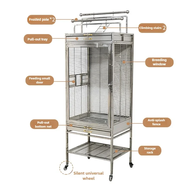 Оптовая продажа клетки для попугая из нержавеющей стали 304 - прозрачная роскошная клетка для разведения виллы для попугая
Оптовая продажа клетки для попугая из нержавеющей стали 304 - прозрачная роскошная клетка для разведения виллы для попугая