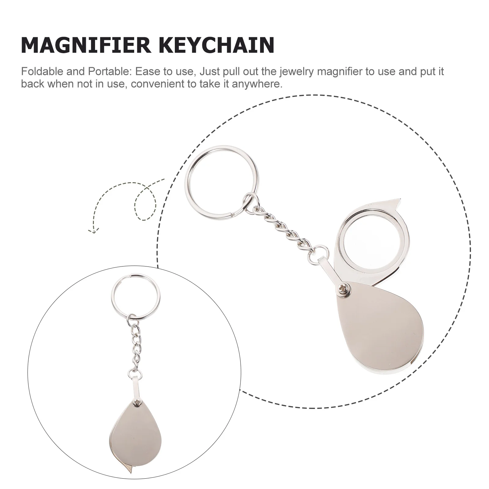 15X Magnifier Keychain Foldable Portable Loupe For Jewelry Coins Stamps Inspection Mini Keyring Tool Metal Lens Retractable
15X Magnifier Keychain Foldable Portable Loupe For Jewelry Coins Stamps Inspection Mini Keyring Tool Metal Lens Retractable