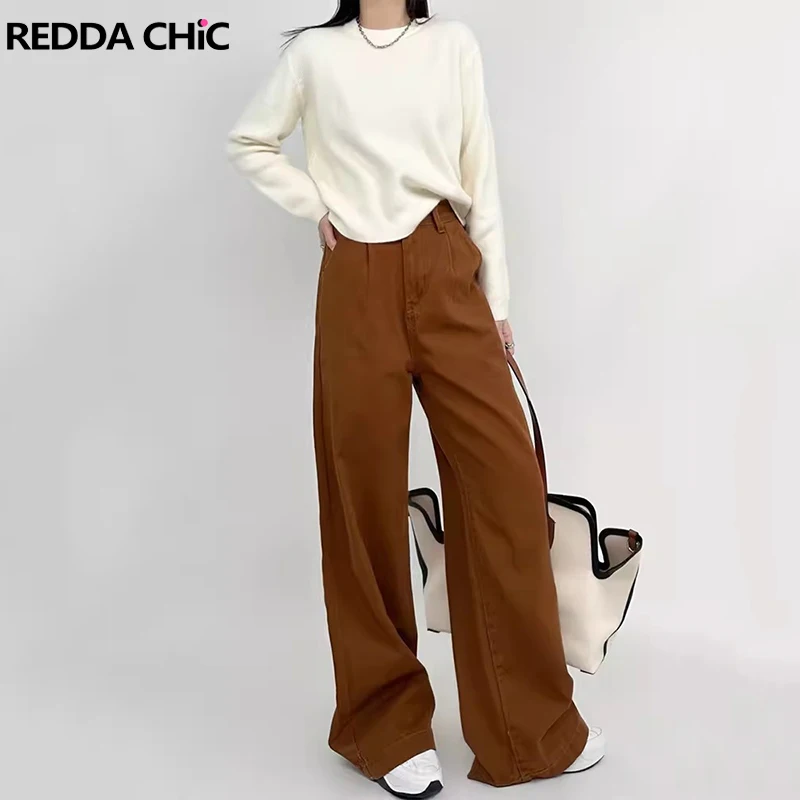 REDDACHiC 90s Retro Women's Pintuck Baggy Jeans Brown Solid Casual Wide Leg Denim Pants Draped High Rise Trousers Y2k Streetwear
REDDACHiC 90s Retro Women's Pintuck Baggy Jeans Brown Solid Casual Wide Leg Denim Pants Draped High Rise Trousers Y2k Streetwear