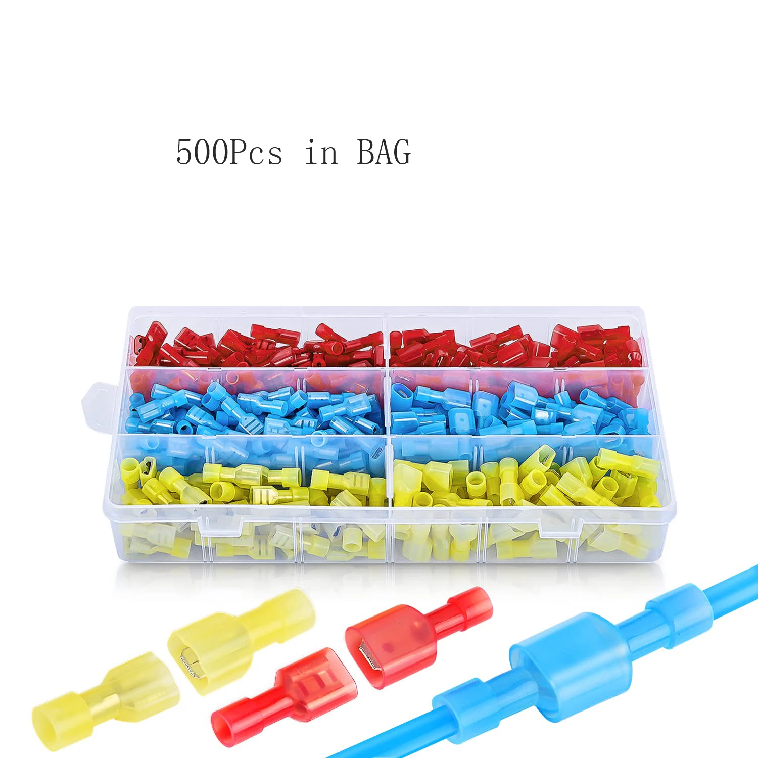 500 Pcs Spade Terminals Nylon Quick Disconnect Male and Female Connectors Electrical Insulated Wire Crimp Assortment Kit
500 Pcs Spade Terminals Nylon Quick Disconnect Male and Female Connectors Electrical Insulated Wire Crimp Assortment Kit