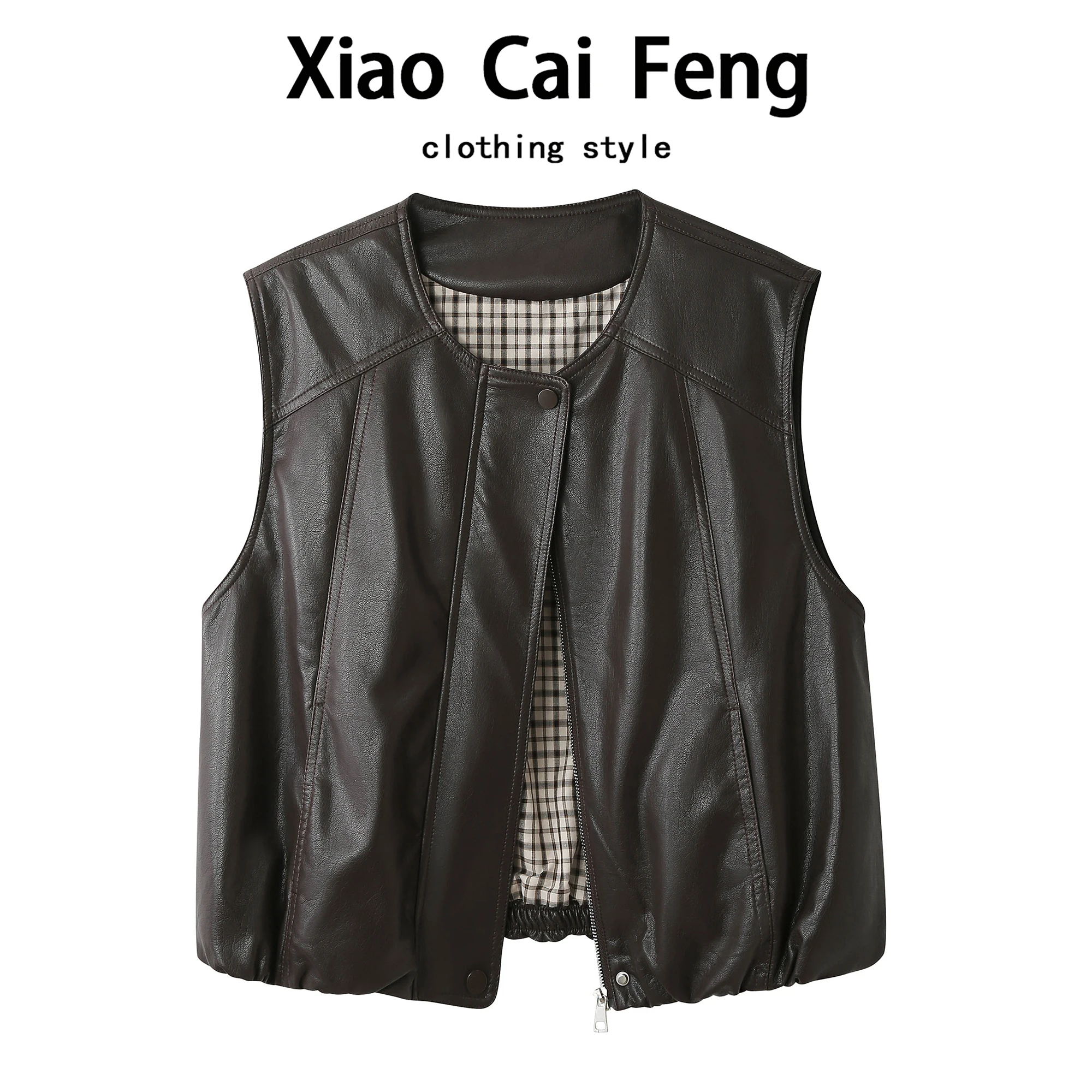 Retro Hong Kong Style Women's PU Leather Jacket Vest Motorcycle Clothes Trendy Outerwear Fashionable Zipper round Neck Design
Retro Hong Kong Style Women's PU Leather Jacket Vest Motorcycle Clothes Trendy Outerwear Fashionable Zipper round Neck Design