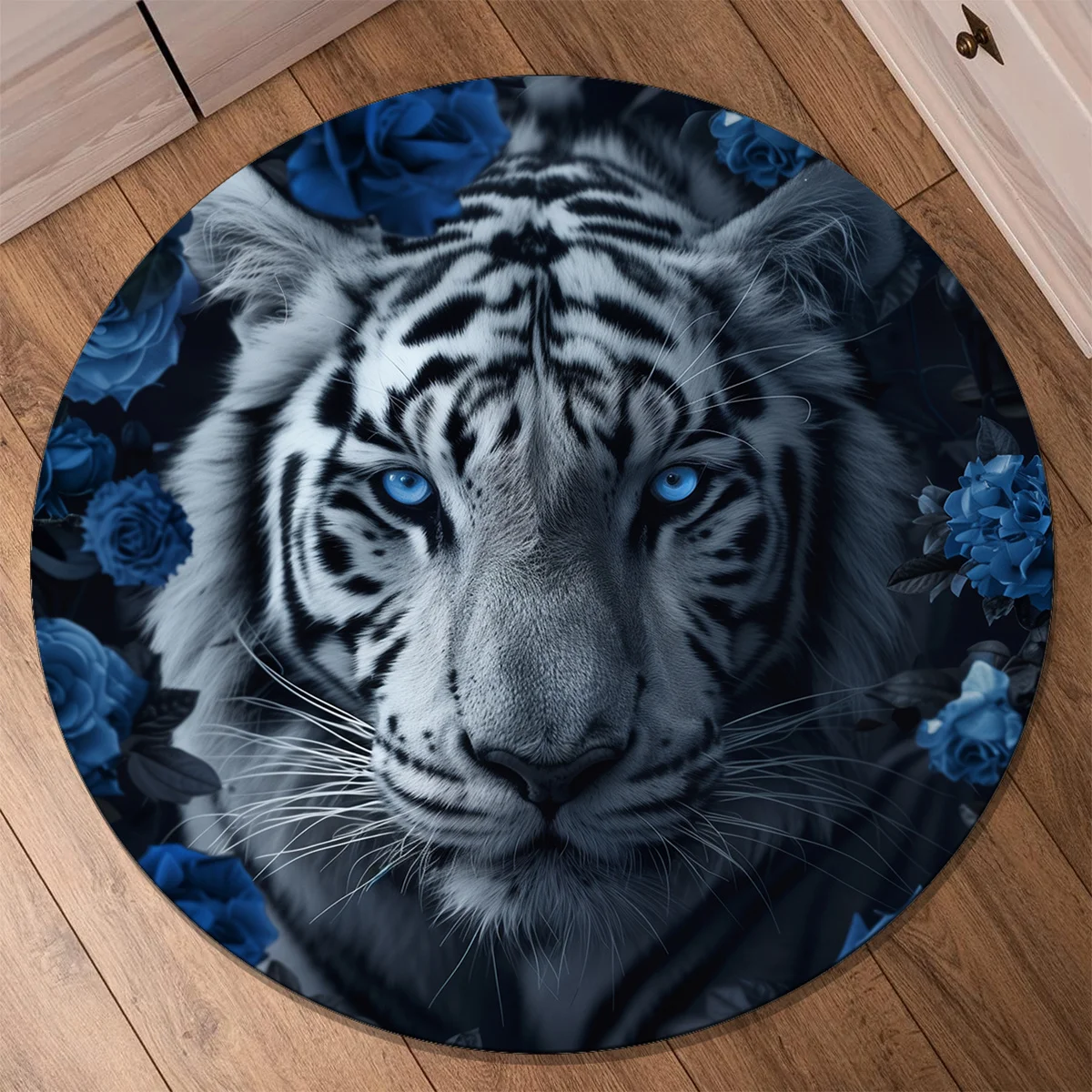 1pc Tiger and blue rose print round rug - crystal velvet fabric, non-slip, suitable for living room, bedroom, office decoration
1pc Tiger and blue rose print round rug - crystal velvet fabric, non-slip, suitable for living room, bedroom, office decoration