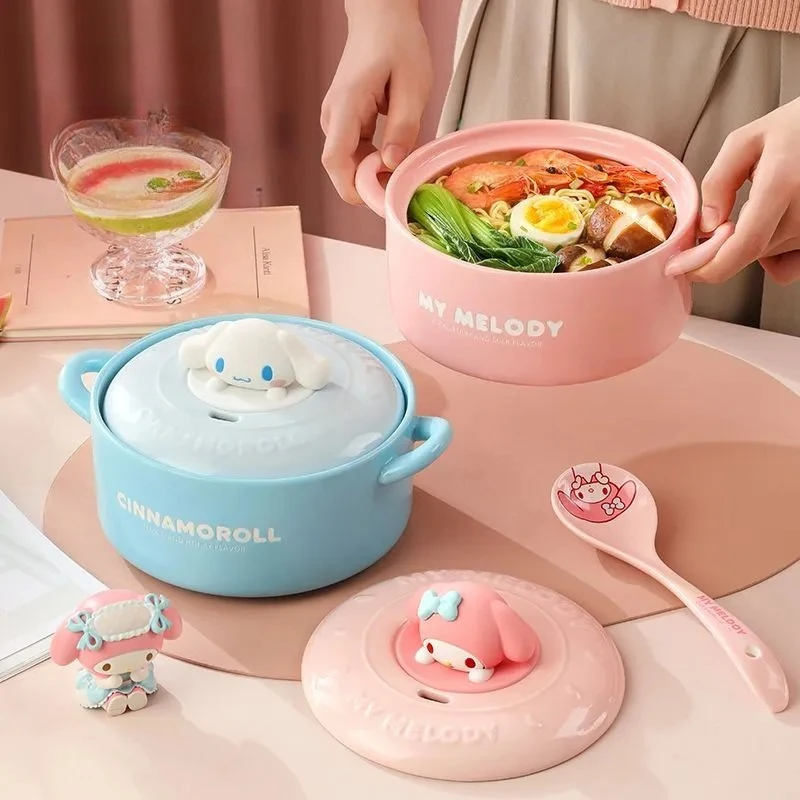 Cute Sanrio Hello Kitty Ceramic Instant Noodle Bowl with Lid Large Capacity Household Soup Bowl for Students and Dormitory Gift
Cute Sanrio Hello Kitty Ceramic Instant Noodle Bowl with Lid Large Capacity Household Soup Bowl for Students and Dormitory Gift