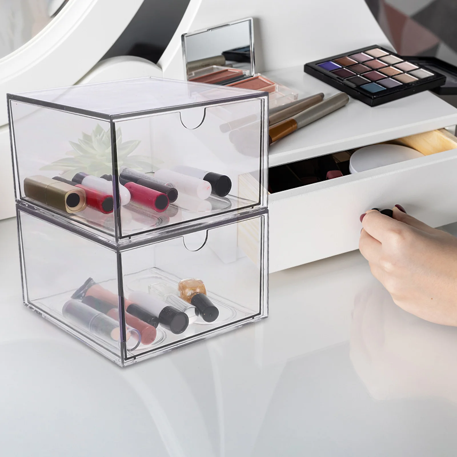 2pcs Clear Acrylic Storage Box Makeup Organizer Bathroom Countertop Holder Stackable Transparent Skin Care for Vanity
2pcs Clear Acrylic Storage Box Makeup Organizer Bathroom Countertop Holder Stackable Transparent Skin Care for Vanity