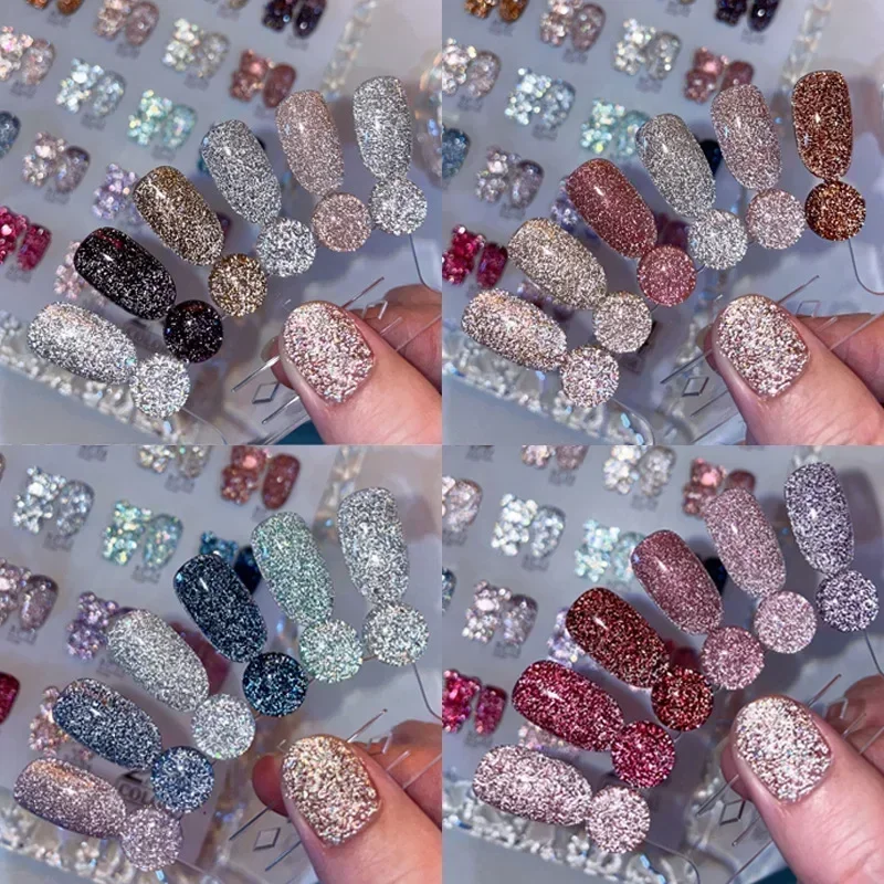24 Colors Reflective Glitter Gel Nail Polish Semi-Permanent UV LED Nail Varnish Hybrid Sparkling Gel For Nails Art Design
24 Colors Reflective Glitter Gel Nail Polish Semi-Permanent UV LED Nail Varnish Hybrid Sparkling Gel For Nails Art Design