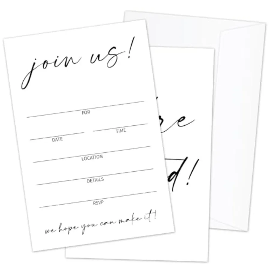 Join Us Invitations, 25 Pcs All Occasion Minimalist Invitations with Envelopes for Bridal Shower Wedding Baby Shower Engagement
Join Us Invitations, 25 Pcs All Occasion Minimalist Invitations with Envelopes for Bridal Shower Wedding Baby Shower Engagement