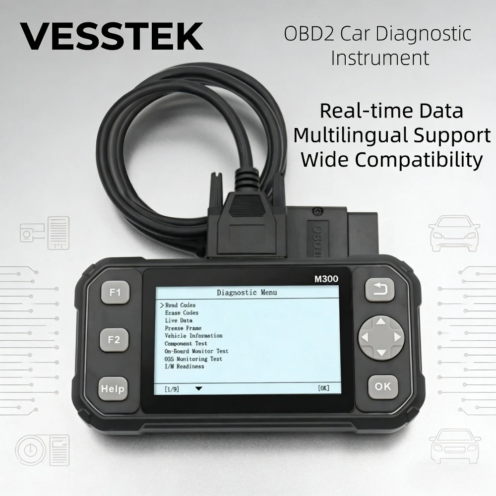 Автомобильный сканер VESSTEK M300 ELM327 для диагностики неисправностей двигателя, считыватель кодов OBDII, инструмент для обслуживания и сброса индикаторов
Автомобильный сканер VESSTEK M300 ELM327 для диагностики неисправностей двигателя, считыватель кодов OBDII, инструмент для обслуживания и сброса индикаторов