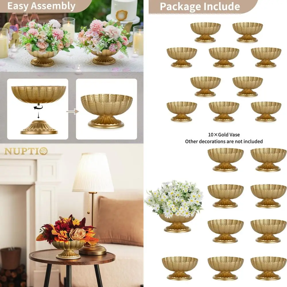 Set of 10 Metal Pedestal Brass Vases for Flower Centerpieces - Elegant Wedding Table Decor
Set of 10 Metal Pedestal Brass Vases for Flower Centerpieces - Elegant Wedding Table Decor
