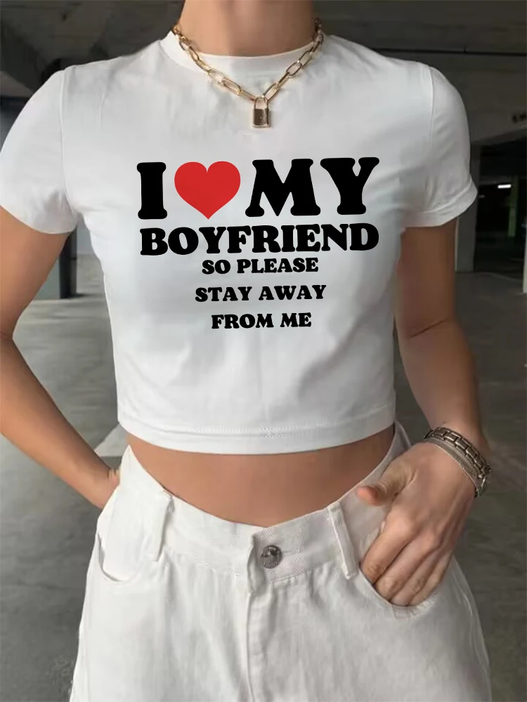 Women Clothes Letter Print I LOVE MY BOYFRIEND Y2k Crop T Shirts Harajuku Slim Short Sleeve Shirt Streetwear Baby Crop Top
Women Clothes Letter Print I LOVE MY BOYFRIEND Y2k Crop T Shirts Harajuku Slim Short Sleeve Shirt Streetwear Baby Crop Top