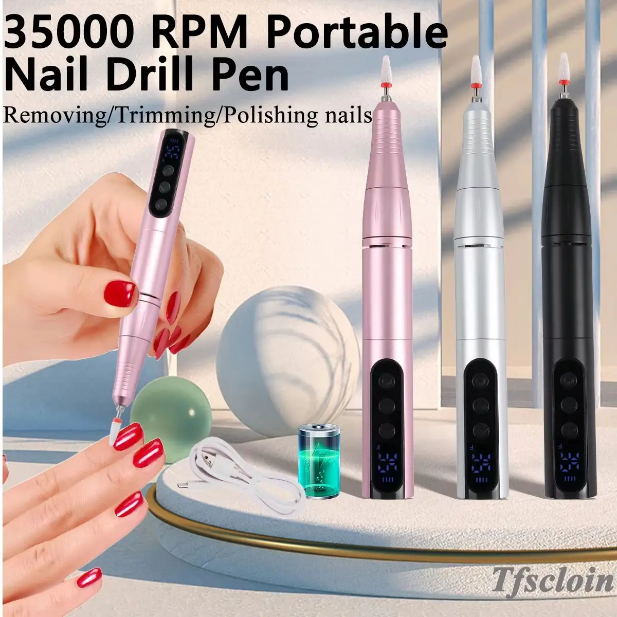 New 35000RPM Rechargeable USB Nail Drill Machine Portable Low Noise Wireless Nail Drill Pen For Acrylic Gel Polish Nails Tool
New 35000RPM Rechargeable USB Nail Drill Machine Portable Low Noise Wireless Nail Drill Pen For Acrylic Gel Polish Nails Tool