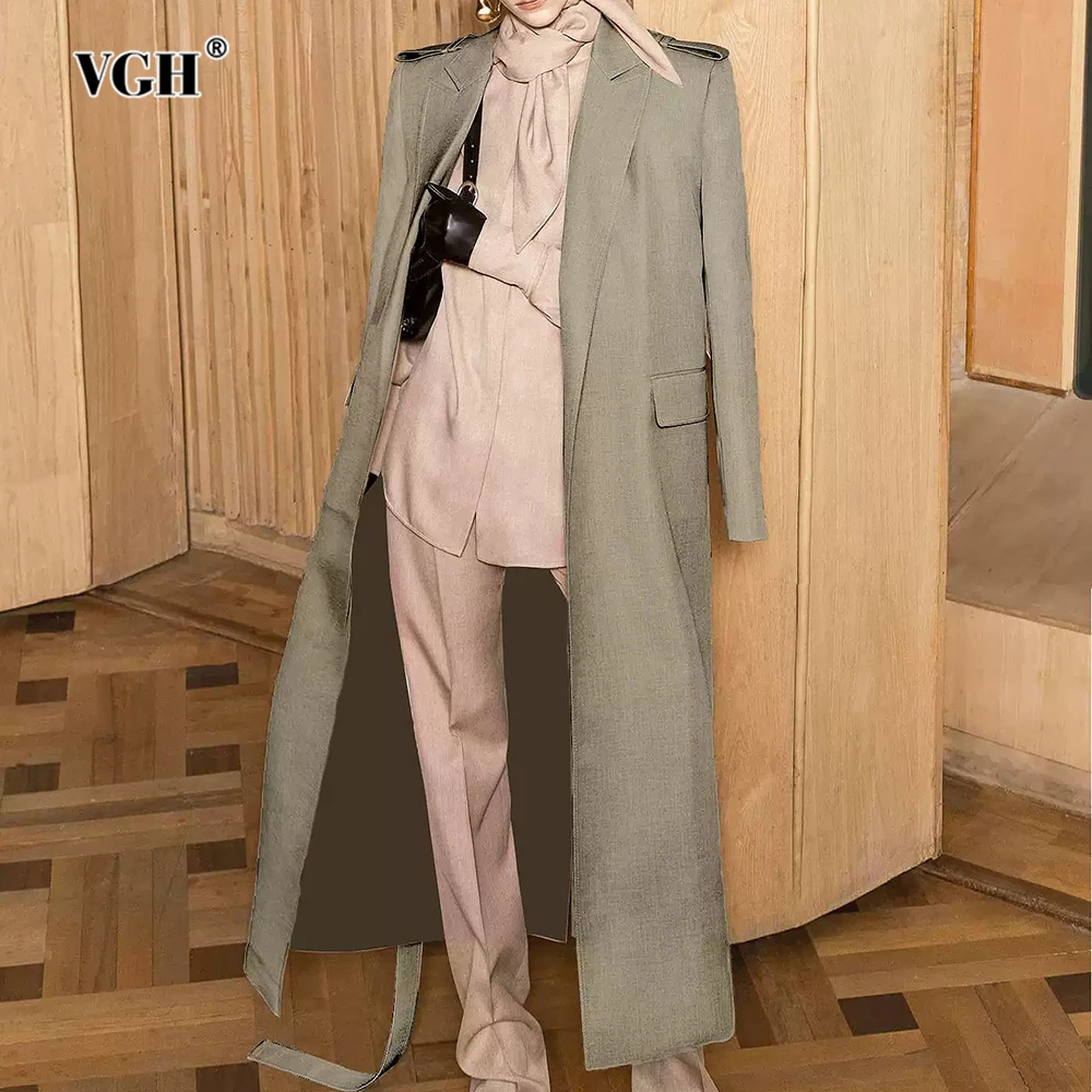 VGH Fashionable Spliced Sashes Windbreaker for Women Lapel Long Sleeve Slimming Temperament Mid Length Jacket Female New Style
VGH Fashionable Spliced Sashes Windbreaker for Women Lapel Long Sleeve Slimming Temperament Mid Length Jacket Female New Style