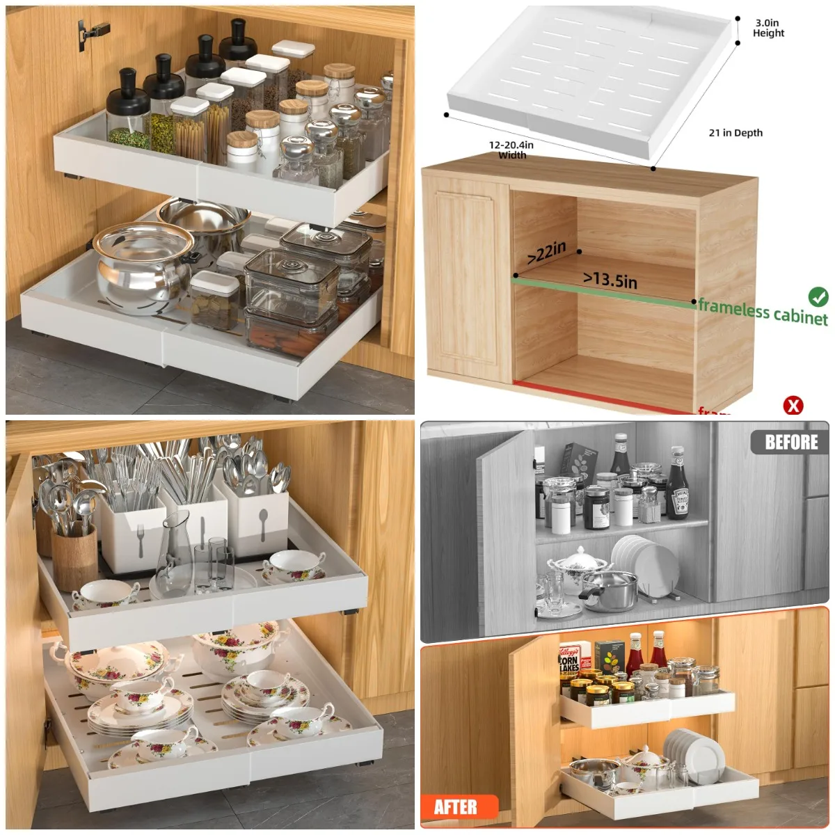 2 Pack Pull Out Cabinet Organizer, Expandable Adhesive with Nano Film, Kitchen Pantry Bathroom Drawer (White, 21' Deep, 12'-20'
2 Pack Pull Out Cabinet Organizer, Expandable Adhesive with Nano Film, Kitchen Pantry Bathroom Drawer (White, 21' Deep, 12'-20'