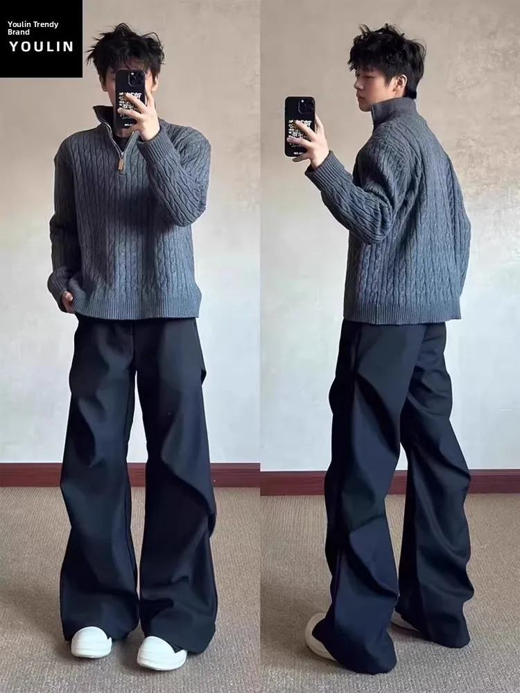 Мужские повседневные брюки Cleanfit: плиссированные, струящиеся, прямого кроя, широкие штанины, американский стиль, средняя/низкая талия, на молнии
Мужские повседневные брюки Cleanfit: плиссированные, струящиеся, прямого кроя, широкие штанины, американский стиль, средняя/низкая талия, на молнии