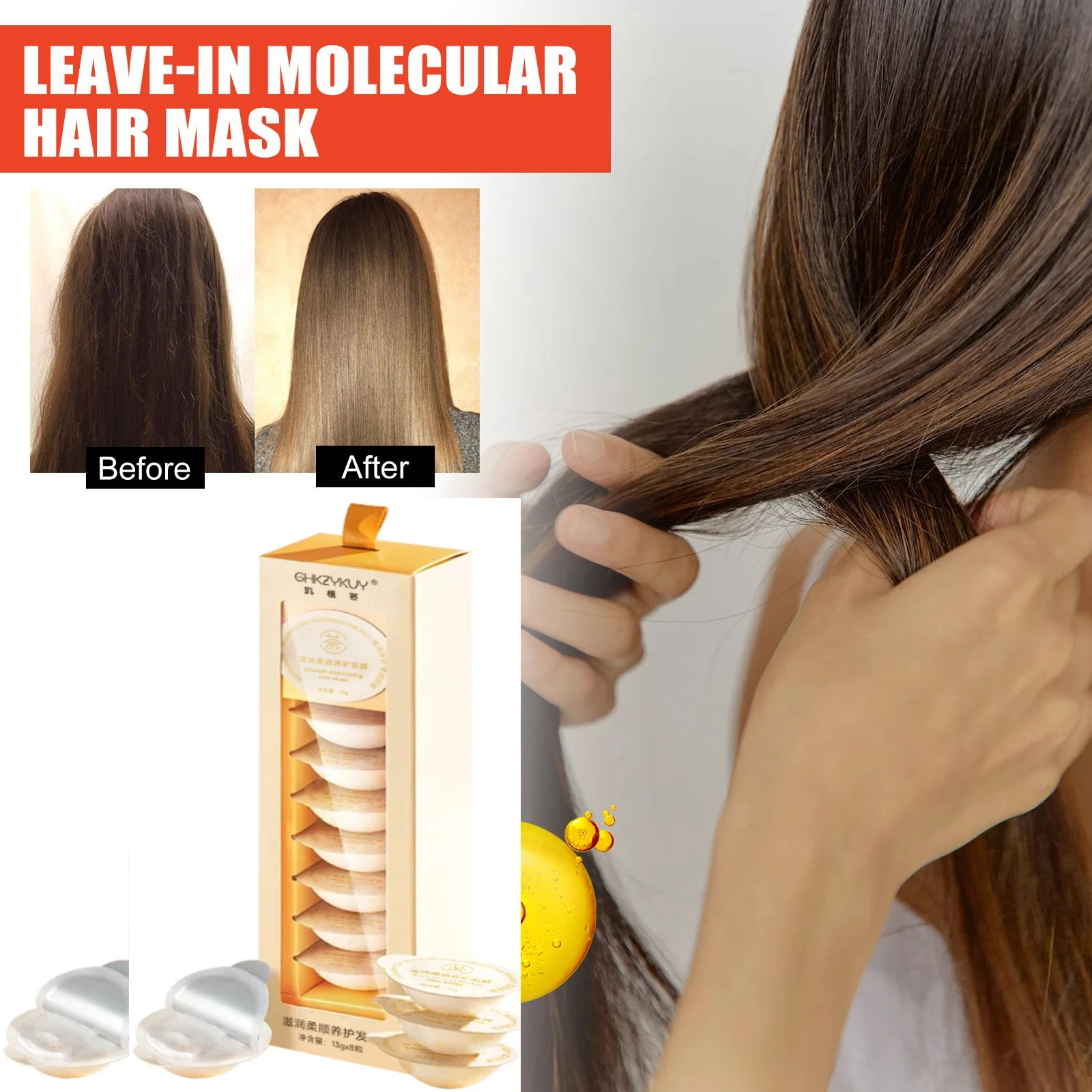 1 Box of 8 Pieces Amino Acid Deep Bubble Capsule Burst Water Hair Mask Nourishing and Smoothing Care Improve Frizz and Repair
1 Box of 8 Pieces Amino Acid Deep Bubble Capsule Burst Water Hair Mask Nourishing and Smoothing Care Improve Frizz and Repair