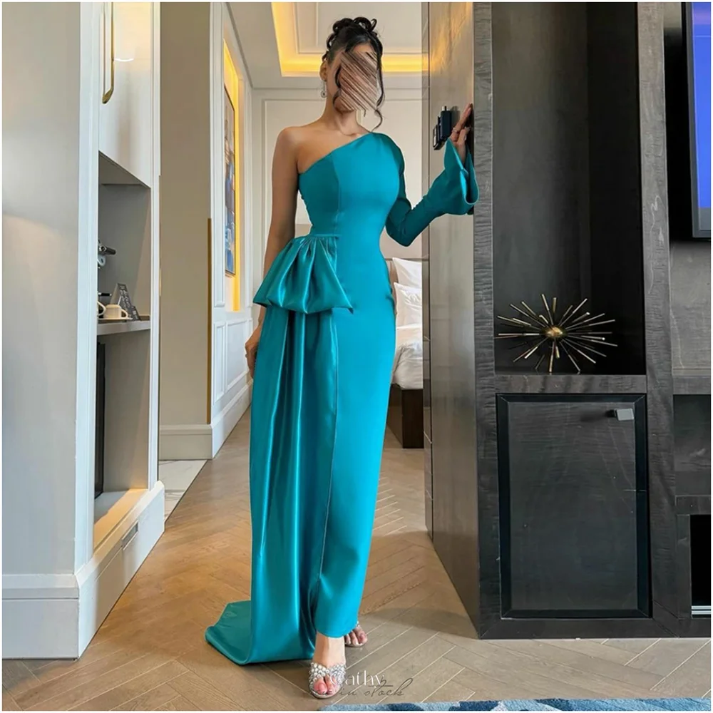 Cathy Customized Lack Blue One Shoulder Column Prom Dresses Side bow Elegant vestidos de noiva Ankle-Length Evening Dress 2025
Cathy Customized Lack Blue One Shoulder Column Prom Dresses Side bow Elegant vestidos de noiva Ankle-Length Evening Dress 2025