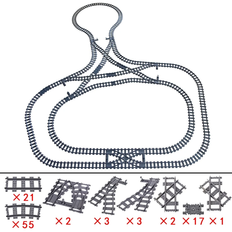 MOC 104pcs Creative Expert Ideas City Train Tracks Single Slip Switch Crossings Rails Bricks Building Blocks DIY Toys kids gifts
MOC 104pcs Creative Expert Ideas City Train Tracks Single Slip Switch Crossings Rails Bricks Building Blocks DIY Toys kids gifts