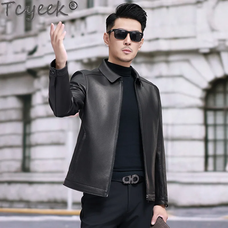 Tcyeek Genuine Leather Jacket Men High-end Goatskin Coats Spring Autumn Clothes Male Leather Coat Chaquetas Hombre Tide 2024
Tcyeek Genuine Leather Jacket Men High-end Goatskin Coats Spring Autumn Clothes Male Leather Coat Chaquetas Hombre Tide 2024