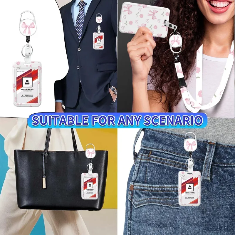 Retractable Badge Reel with Floral Bow Tie Pin Double-Sided UV Protected ID Card Holder Office Pass Lanyard with Pull Clip
Retractable Badge Reel with Floral Bow Tie Pin Double-Sided UV Protected ID Card Holder Office Pass Lanyard with Pull Clip