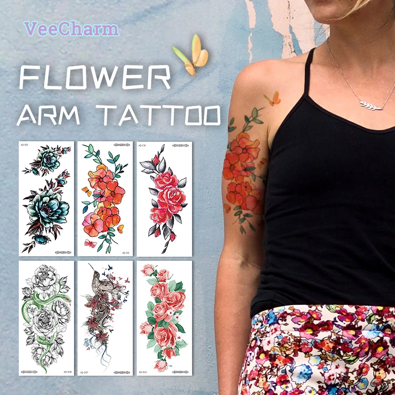 VeeCharm - Watercolor Floral Half-Sleeve Arm Tattoo Stickers for Adult Women, Elegant and Feminine Design, 1/8/10 Sheet
VeeCharm - Watercolor Floral Half-Sleeve Arm Tattoo Stickers for Adult Women, Elegant and Feminine Design, 1/8/10 Sheet