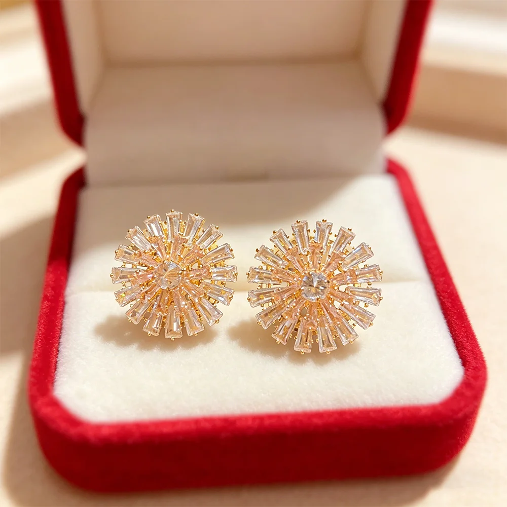 French Luxurious Elegant Versatile High-End Sparkling Full Zircon Round Stud Earrings for Women Fashionable Jewelry Accessory
French Luxurious Elegant Versatile High-End Sparkling Full Zircon Round Stud Earrings for Women Fashionable Jewelry Accessory