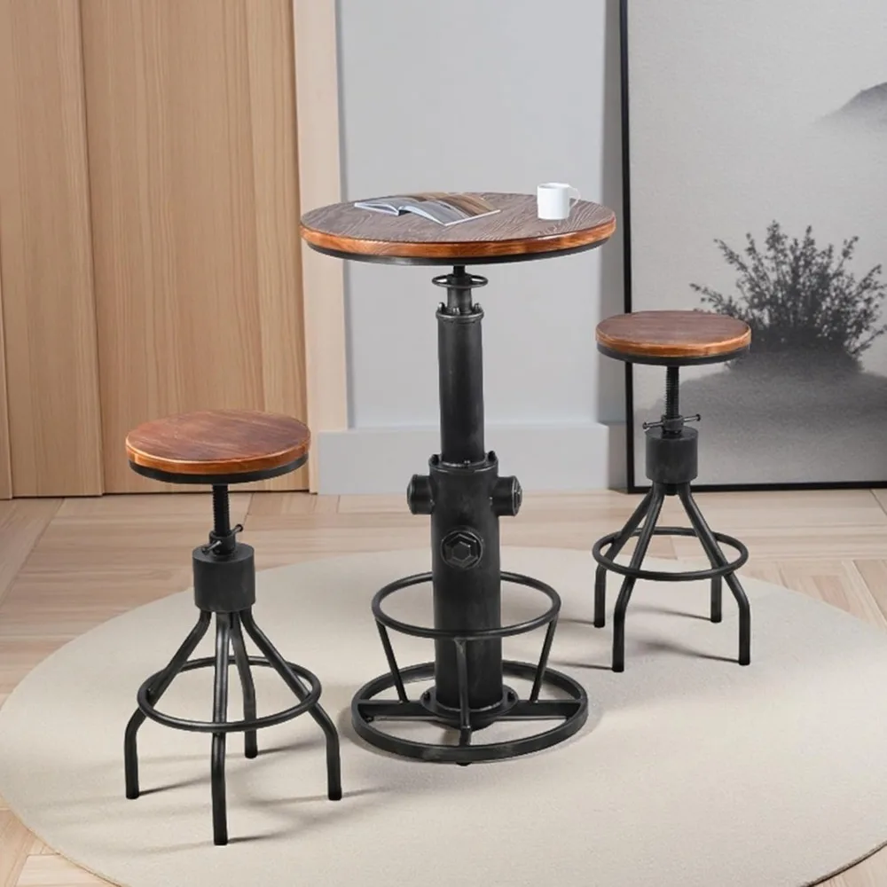 Vintage Bar Table 38.6-44.4inch and Set of 2 Industrial Bar Stools 23-33inch Height Adjustable Swivel Wooden Top for Kitchen Off
Vintage Bar Table 38.6-44.4inch and Set of 2 Industrial Bar Stools 23-33inch Height Adjustable Swivel Wooden Top for Kitchen Off