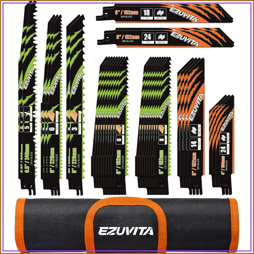 36-Piece Reciprocating Saw Blade Set with Organizer Pouch - Metal & Wood Cutting, Pruning Saw Blades
36-Piece Reciprocating Saw Blade Set with Organizer Pouch - Metal & Wood Cutting, Pruning Saw Blades