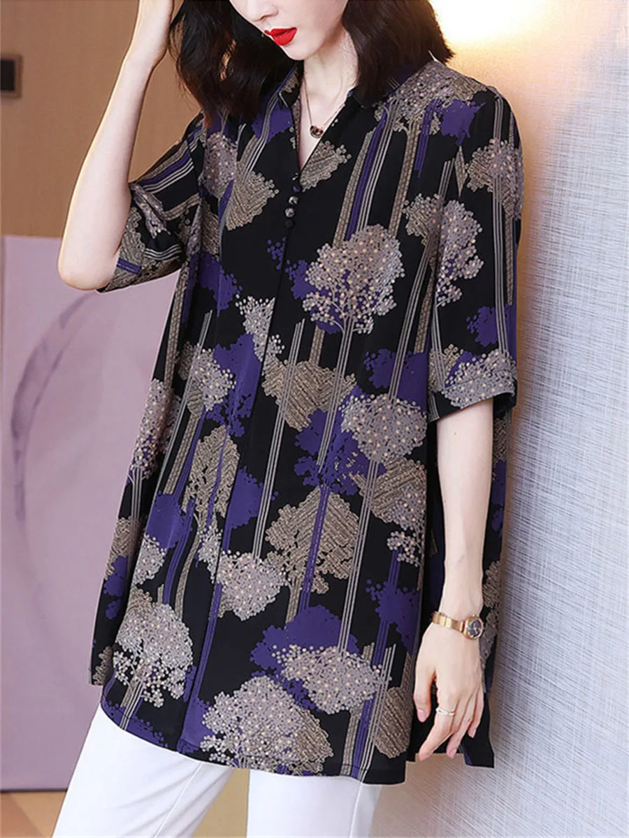 Summer loose short sleeve chiffon shirt female fat sister cover meat foreign style fashion print half sleeve blouse
Summer loose short sleeve chiffon shirt female fat sister cover meat foreign style fashion print half sleeve blouse
