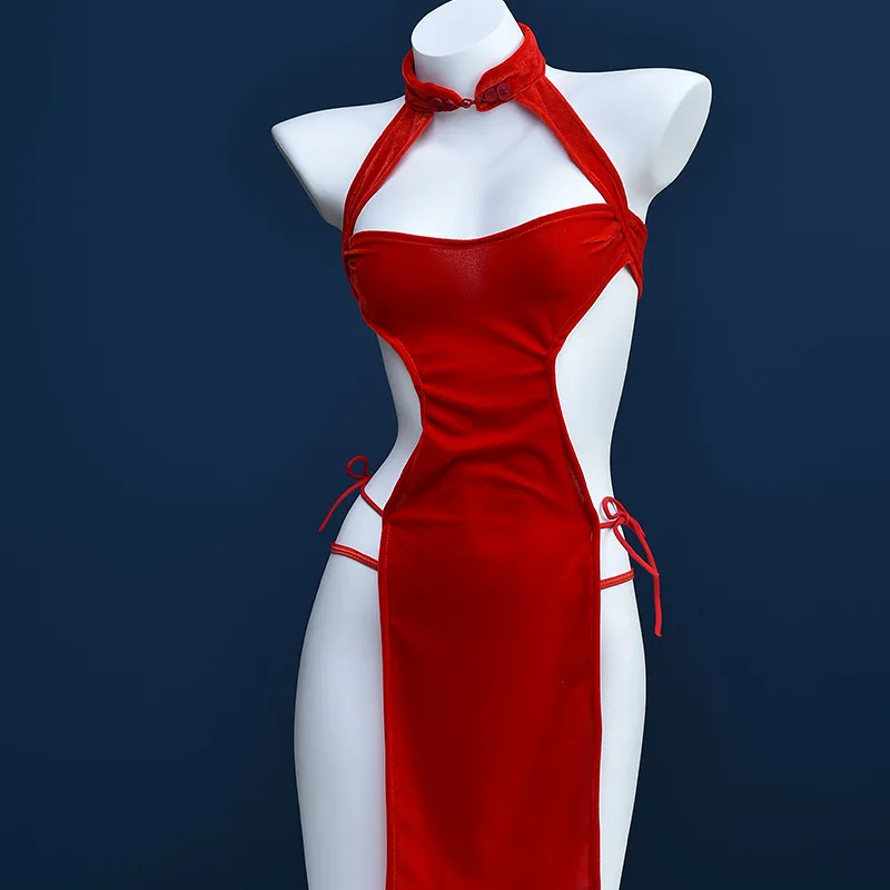 Sexy Retro Qipao Lingerie - High Slit Cheongsam Nightgown with Backless & Tie Detail (Pure Seduction Pajama Set)
Sexy Retro Qipao Lingerie - High Slit Cheongsam Nightgown with Backless & Tie Detail (Pure Seduction Pajama Set)