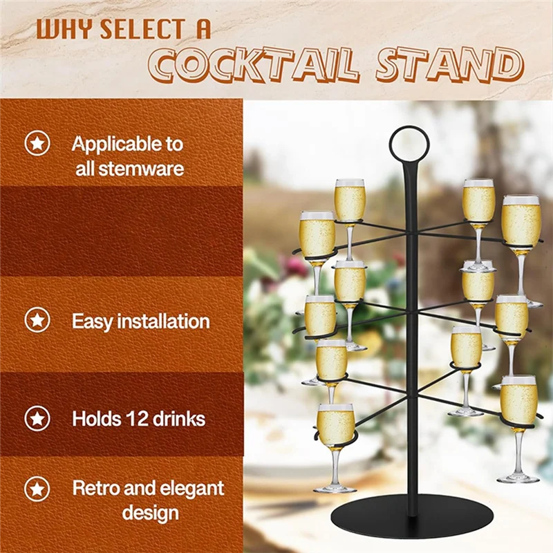 A98E-Champagne Tower, Metal Drink Tower For Parties Champagne Glass Holder, 3 Tiers - 12 Brackets, Cocktail Tree Stand
A98E-Champagne Tower, Metal Drink Tower For Parties Champagne Glass Holder, 3 Tiers - 12 Brackets, Cocktail Tree Stand