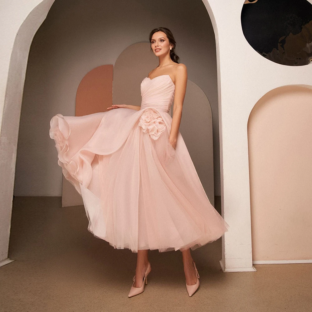 Simple Flower Tulle Evening Dresses Tea Length A-line Draped Prom Dress Women 2022 Open Back Sleeveless Party Gown Elegant
Simple Flower Tulle Evening Dresses Tea Length A-line Draped Prom Dress Women 2022 Open Back Sleeveless Party Gown Elegant
