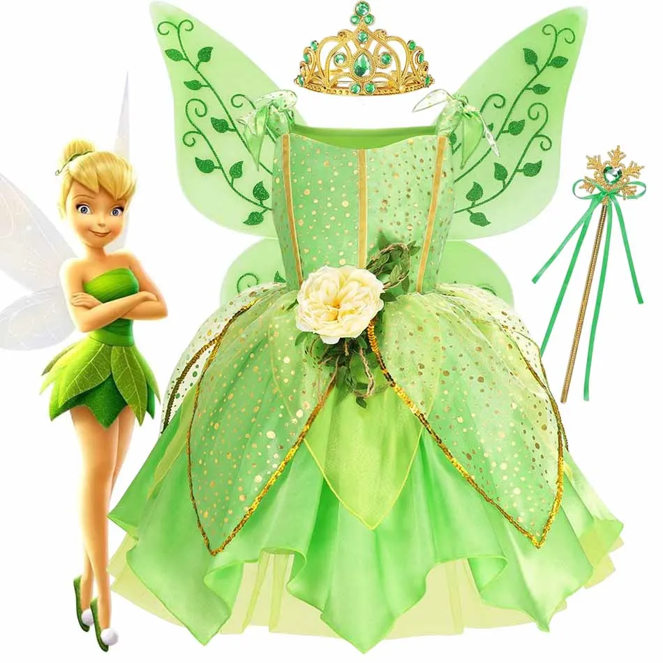 Disney Green Fairy Tinkerbell Princess Dress Girls Birthday Party Fancy Dresses Kids Halloween Elf Costume Outfits
Disney Green Fairy Tinkerbell Princess Dress Girls Birthday Party Fancy Dresses Kids Halloween Elf Costume Outfits