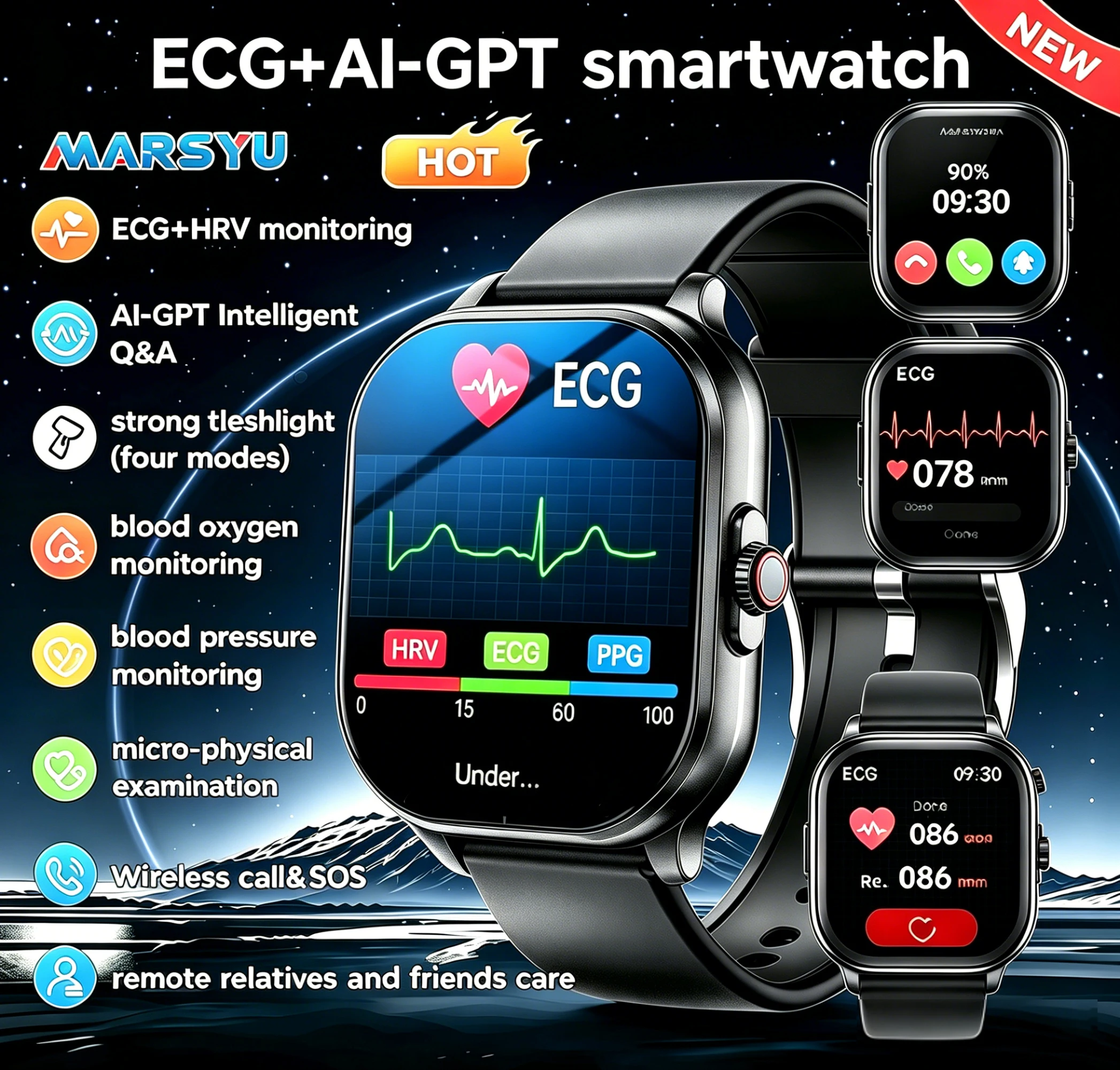 2026 New AI Healthy Diagnose ECG+PPG Smart Watch Blood Lipid Uric Acid Bluetooth Call Blood Pressure Health Smartwatch Women
2026 New AI Healthy Diagnose ECG+PPG Smart Watch Blood Lipid Uric Acid Bluetooth Call Blood Pressure Health Smartwatch Women