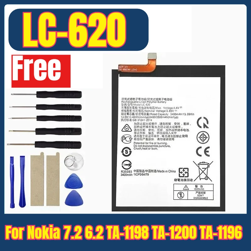 Hight Quality New Battery LC-620 for Nokia 7.2 6.2 TA-1198 TA-1200 TA-1196 Mobile Phone Battery LC-620 + Free Tools
Hight Quality New Battery LC-620 for Nokia 7.2 6.2 TA-1198 TA-1200 TA-1196 Mobile Phone Battery LC-620 + Free Tools