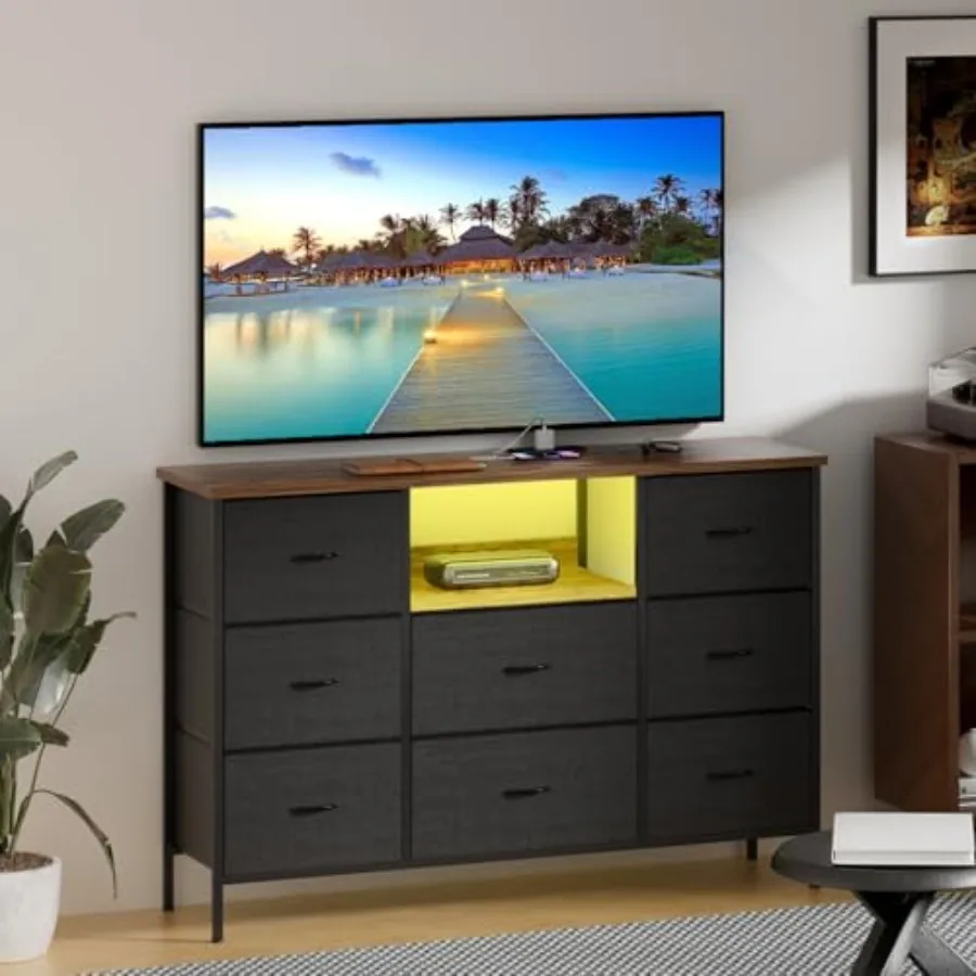 Dresser with LED Lights and Power Outlets Dresser TV Stand with 8 Drawers for 55" TV Fabric Chest of Drawers for Bedroom Living
Dresser with LED Lights and Power Outlets Dresser TV Stand with 8 Drawers for 55" TV Fabric Chest of Drawers for Bedroom Living