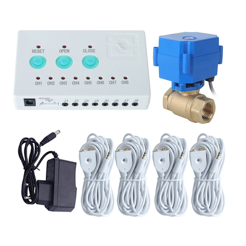 3/4" 1" 1/2" Brass Smart Valve Water Leak Protection System and 4pcs Sensitive Water Sensor for smart home security-protection
3/4" 1" 1/2" Brass Smart Valve Water Leak Protection System and 4pcs Sensitive Water Sensor for smart home security-protection